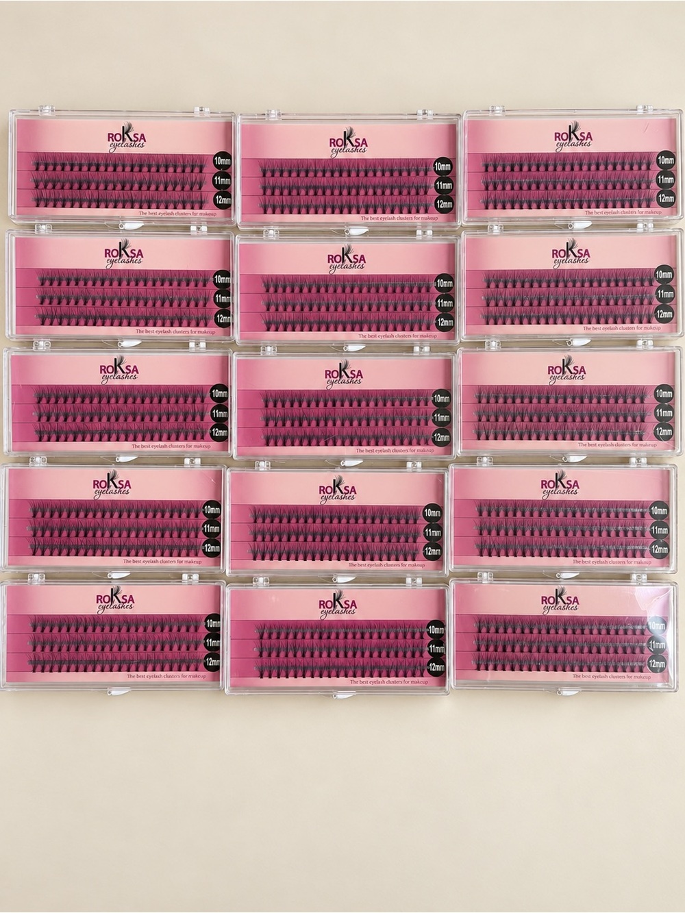 Makeup Eyelash Clusters, 15-Pack Set, False Eyelashes 10mm 11mm 12mm